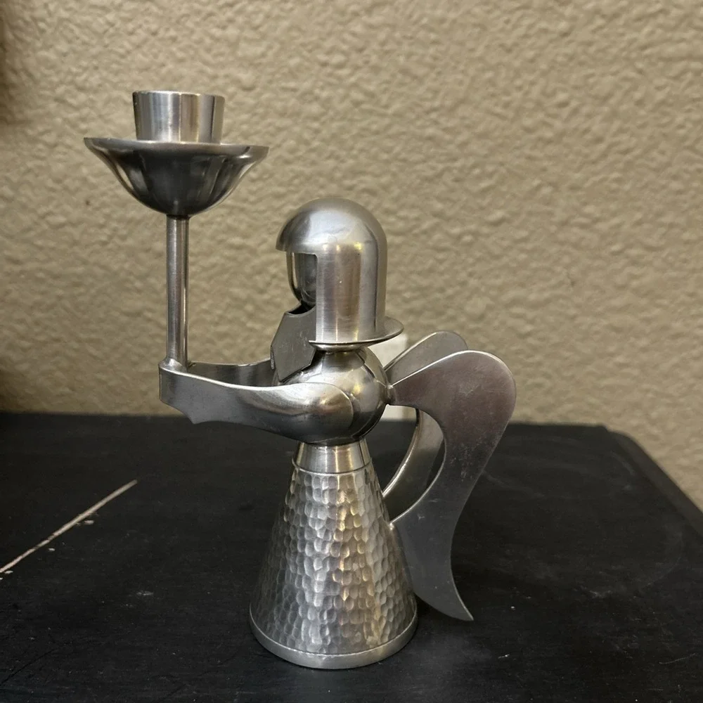 Vintage Wisna Pewter Hammered‎ Angel Candle Holder Made in Indonesia - Picture 3 of 7